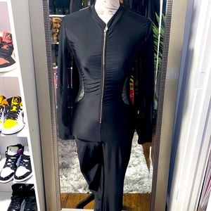 Black jumpsuit with sheer sides